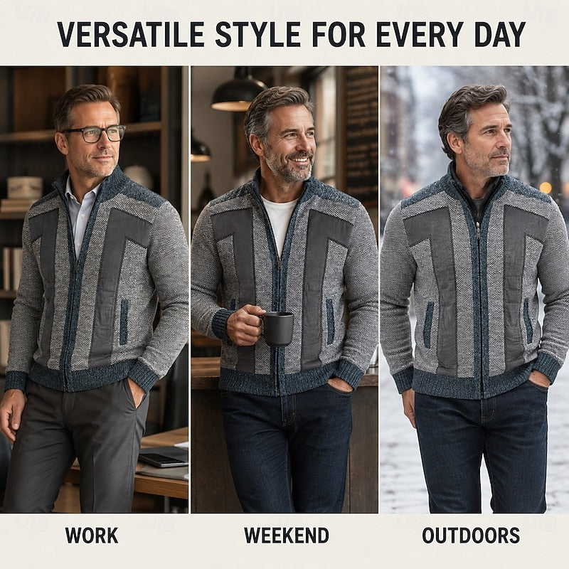 Brelvand | Veste Homme Hiver Zippée Colorblock - Grey - Image 2