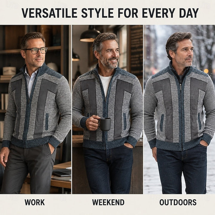 Brelvand | Veste Homme Hiver Zippée Colorblock - Grey - Image 2