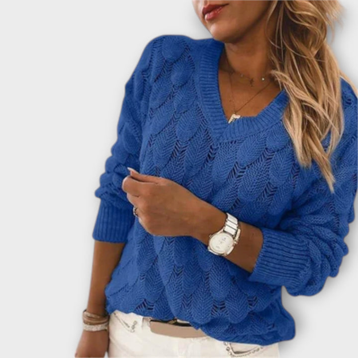 Brelvane | Pull Femme Col V Torsadé Manches Longues - Image 2