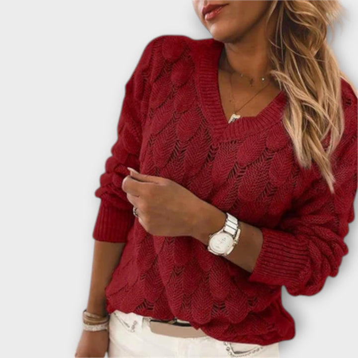 Brelvane | Pull Femme Col V Torsadé Manches Longues - Image 3