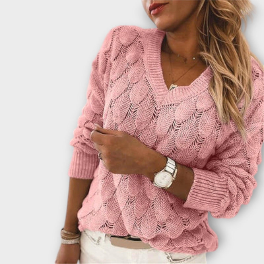 Brelvane | Pull Femme Col V Torsadé Manches Longues - Image 4