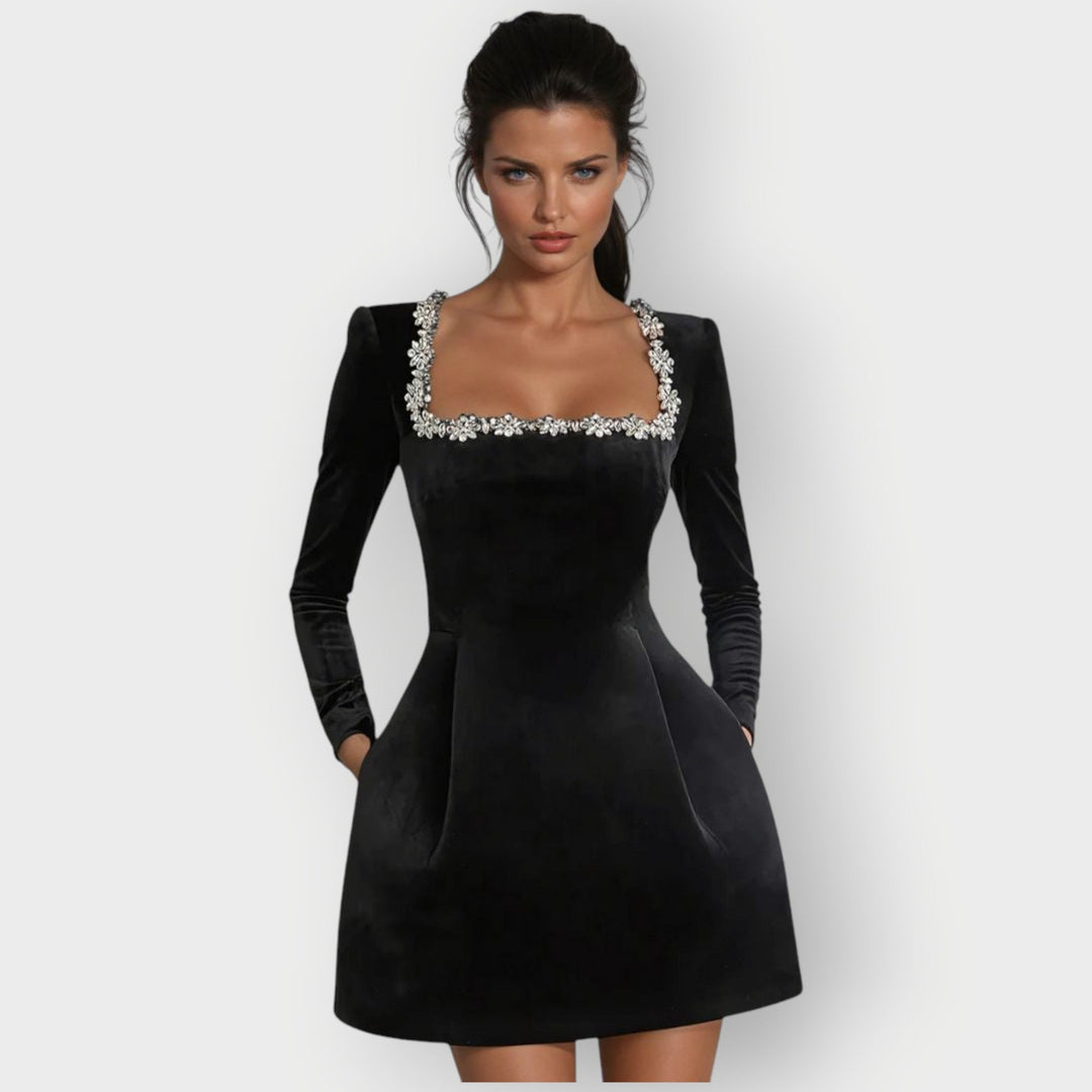 Brenna | Women's Square Neck Long Sleeve Mini Dress - Image 1