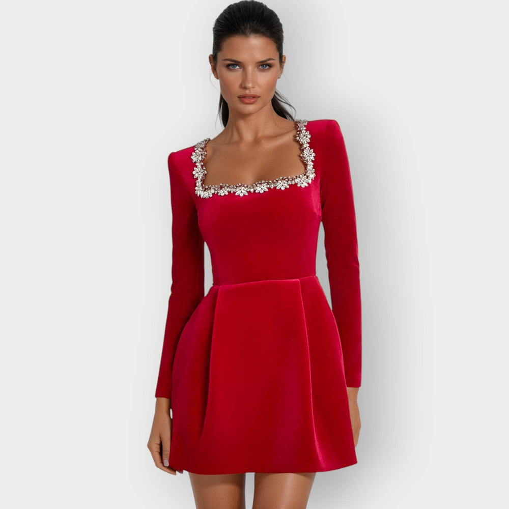 Brenna | Women's Square Neck Long Sleeve Mini Dress - Image 2