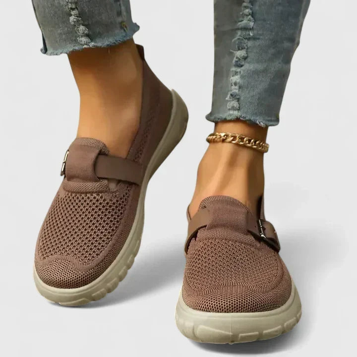 Briana | Women's Buckle Strap Slip-On Sneakers - Image 2