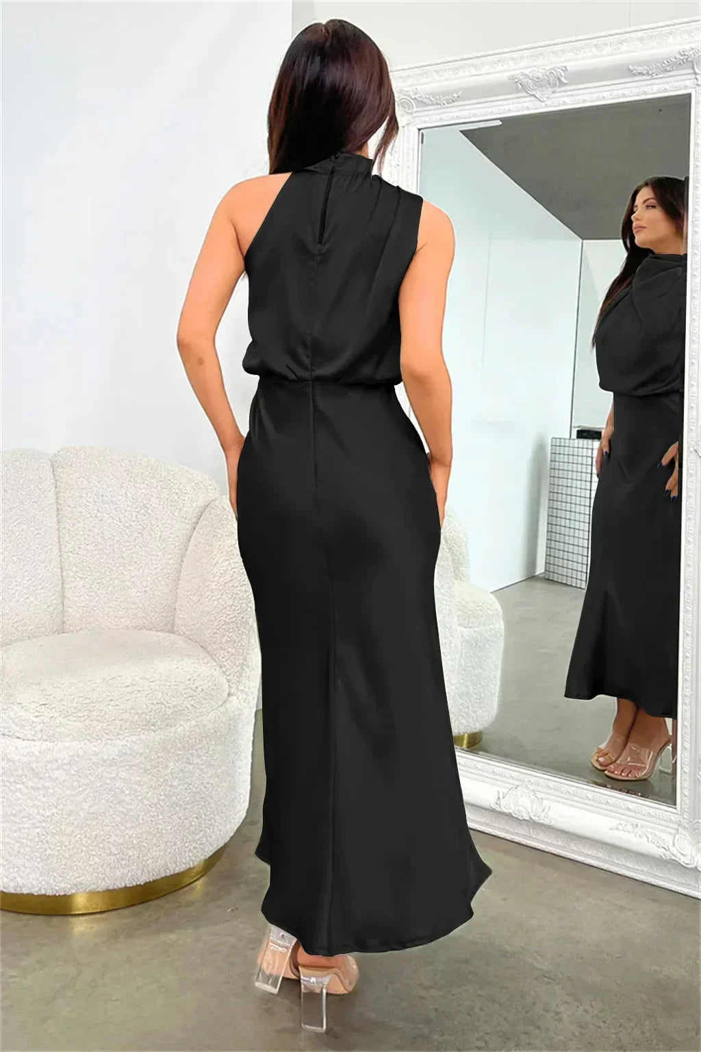 Briavelle | Femme Robe de Soirée Col Halter Midi - Sage - Image 12