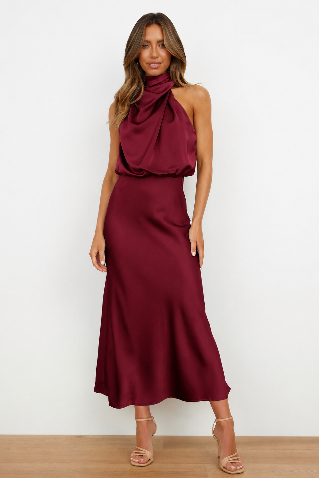 Briavelle | Femme Robe de Soirée Col Halter Midi - Sage - Image 14