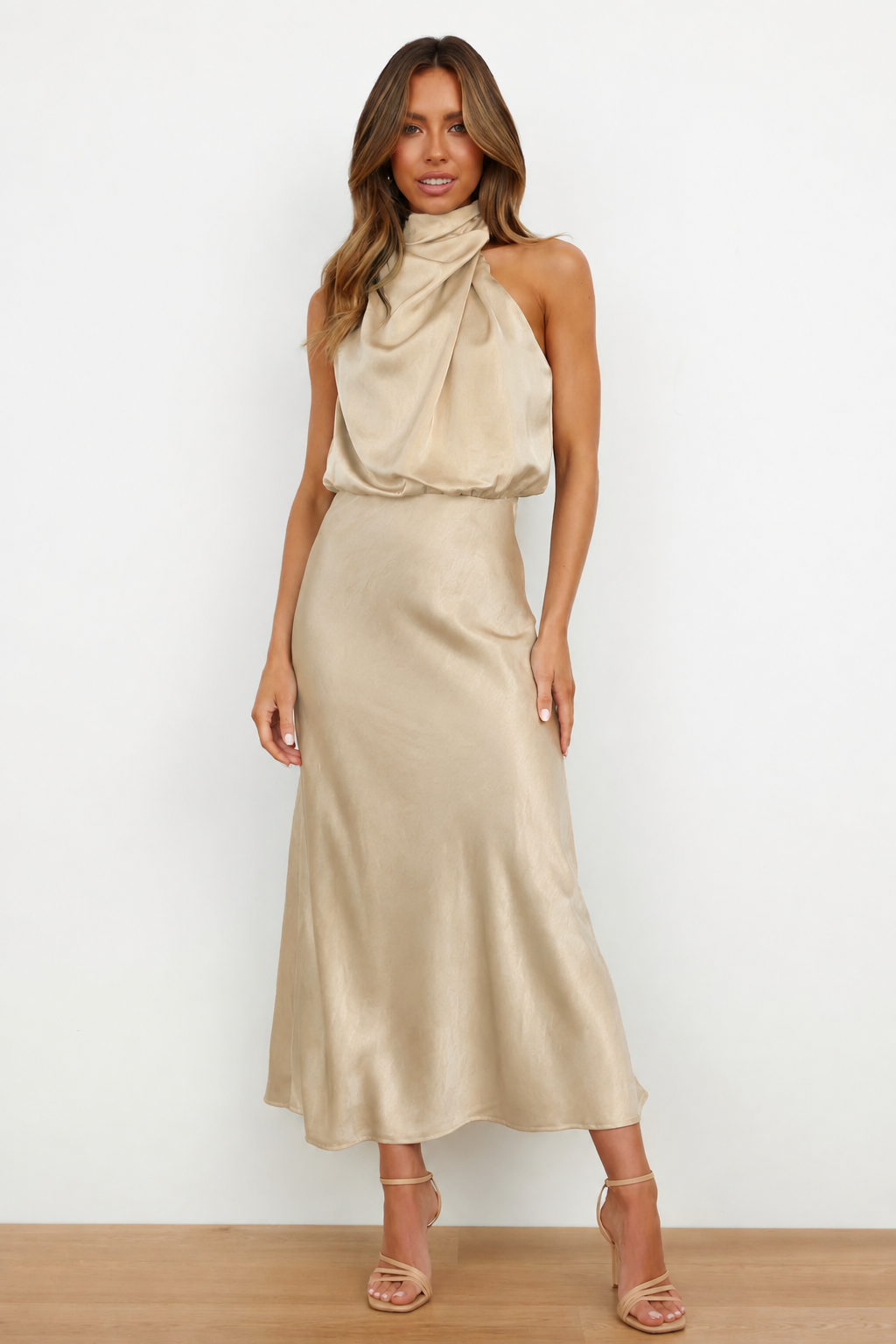 Briavelle | Femme Robe de Soirée Col Halter Midi - Sage - Image 16