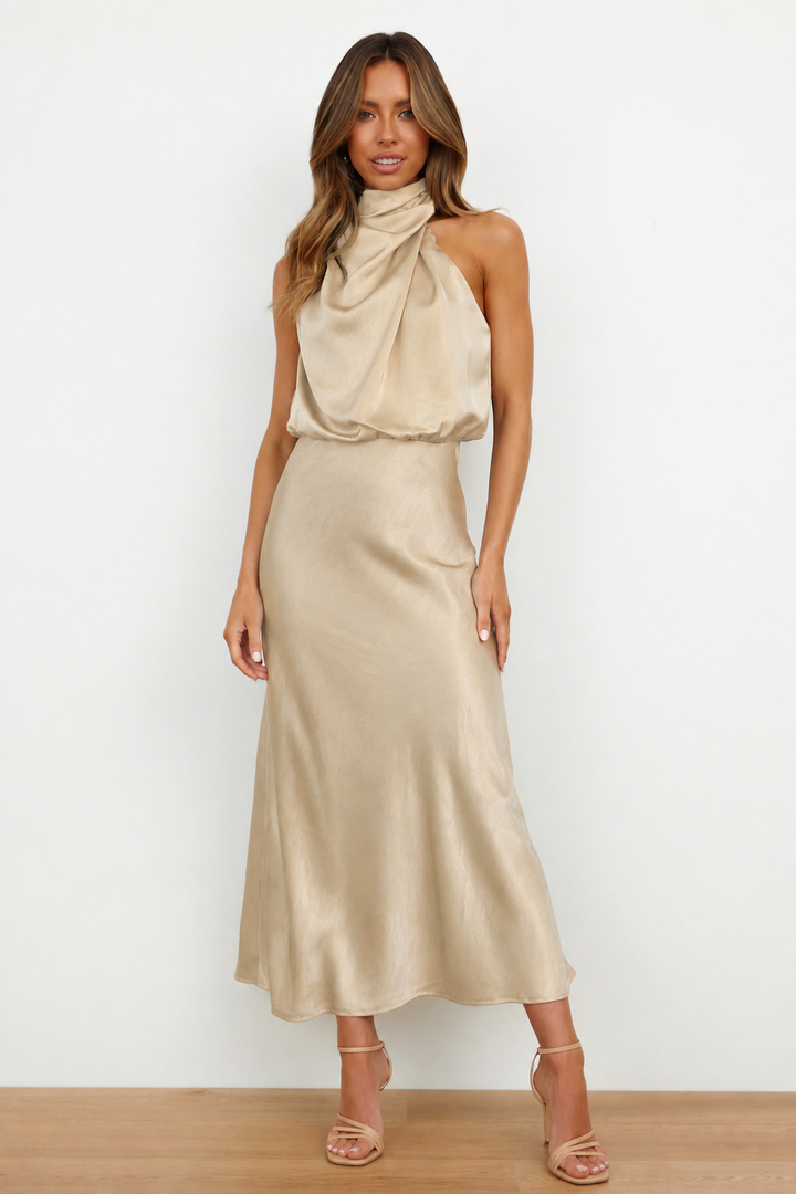 Briavelle | Femme Robe de Soirée Col Halter Midi - Sage - Image 16