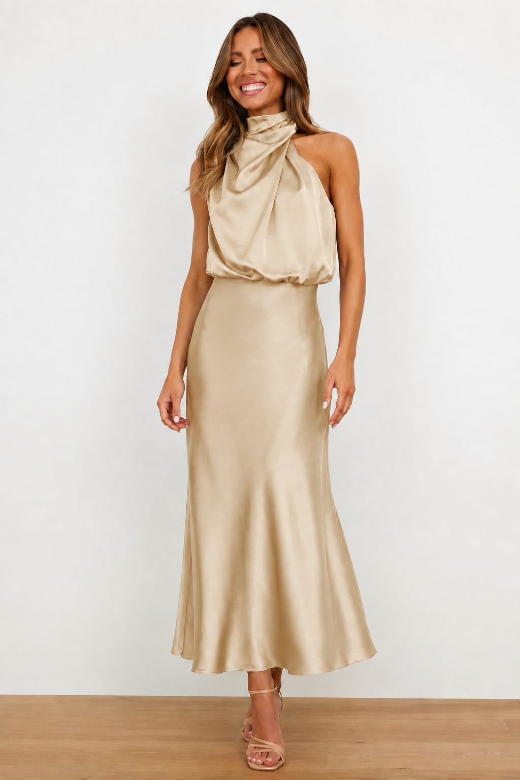 Briavelle | Femme Robe de Soirée Col Halter Midi - Sage - Image 17