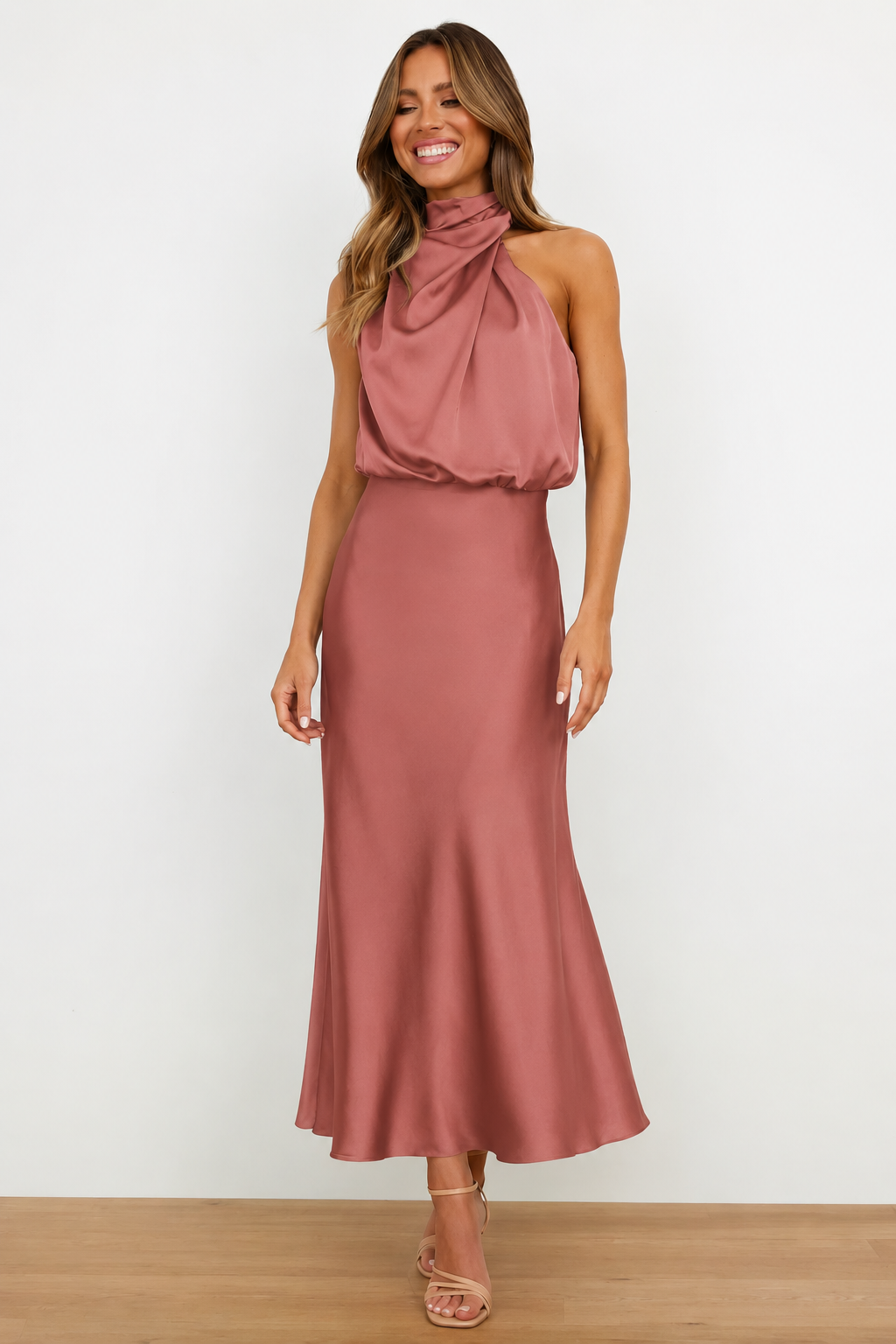 Briavelle | Femme Robe de Soirée Col Halter Midi - Sage - Image 19