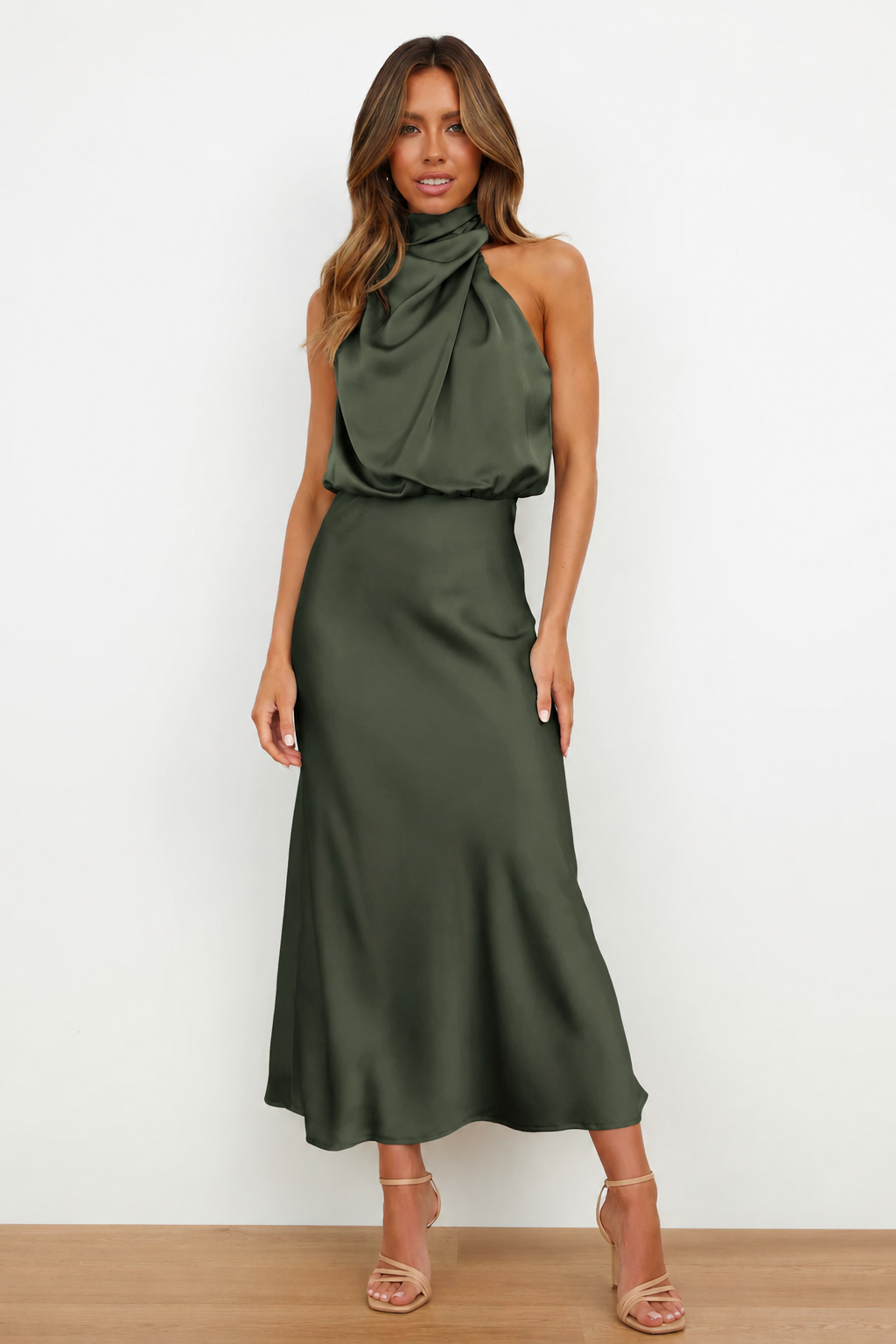 Briavelle | Femme Robe de Soirée Col Halter Midi - Sage - Image 22