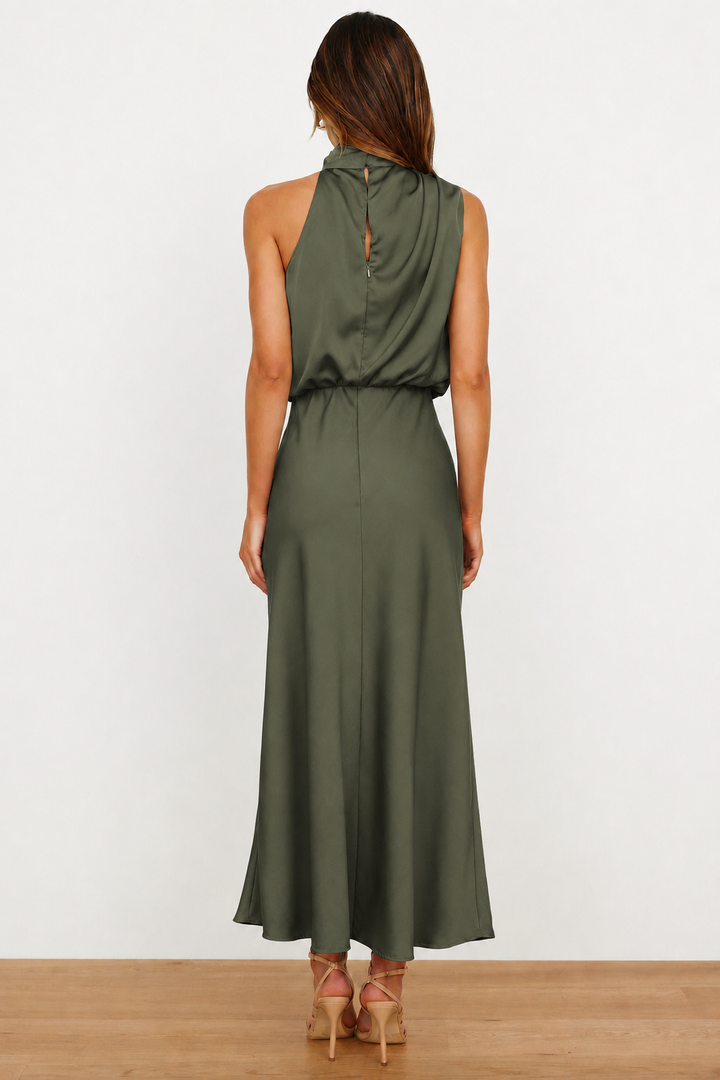 Briavelle | Femme Robe de Soirée Col Halter Midi - Sage - Image 23