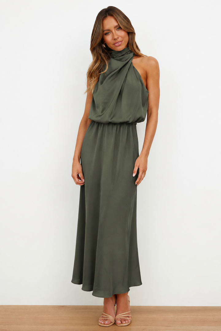 Briavelle | Femme Robe de Soirée Col Halter Midi - Sage - Image 24