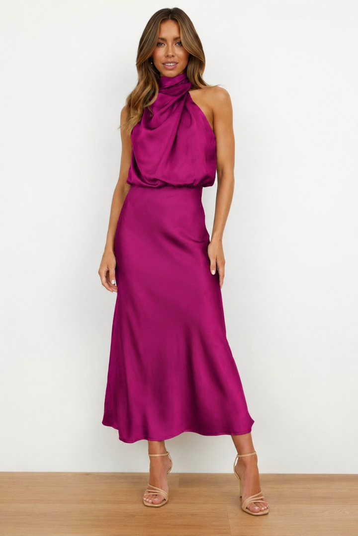 Briavelle | Femme Robe de Soirée Col Halter Midi - Sage - Image 25