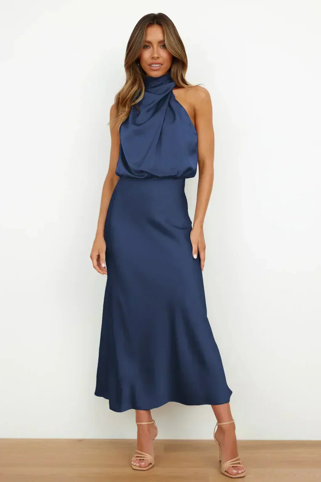 Briavelle | Femme Robe de Soirée Col Halter Midi - Sage - Image 4