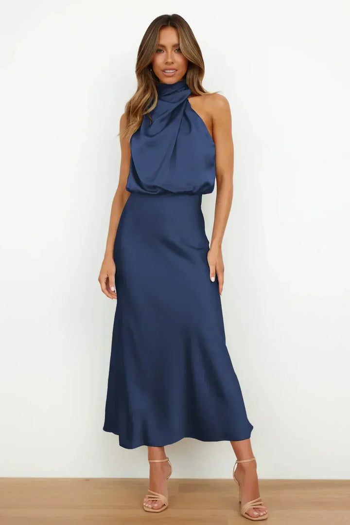 Briavelle | Femme Robe de Soirée Col Halter Midi - Sage - Image 4