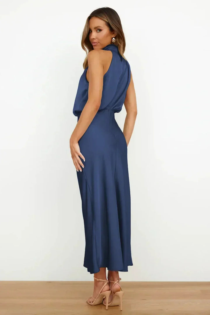 Briavelle | Femme Robe de Soirée Col Halter Midi - Sage - Image 5