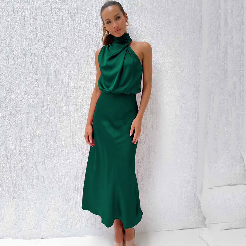 Briavelle | Femme Robe de Soirée Col Halter Midi - Sage - Image 6