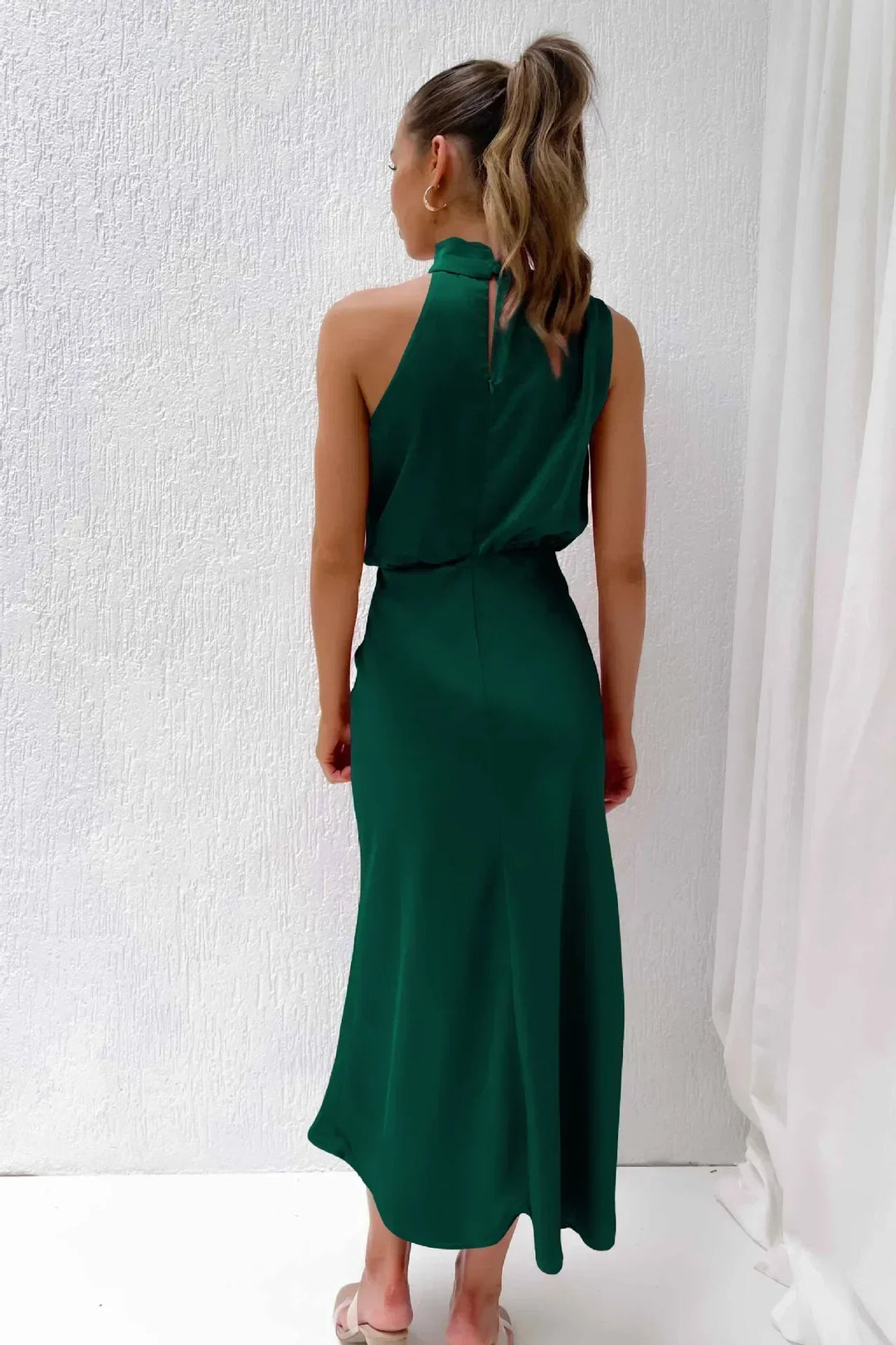 Briavelle | Femme Robe de Soirée Col Halter Midi - Sage - Image 7