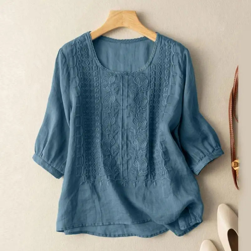 Briony | Women's Embroidered Long Sleeve Blouse - Image 2