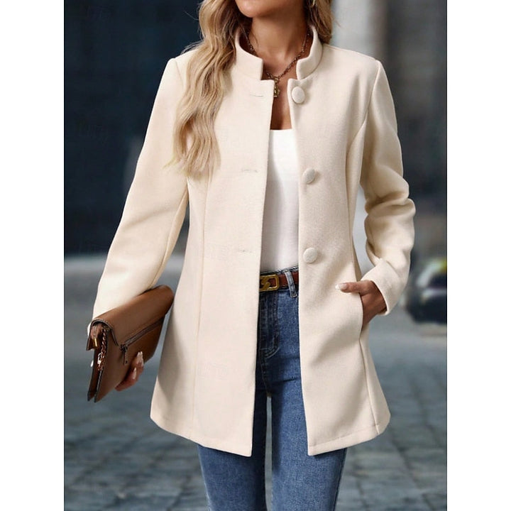 Brélinde | Femme Manteau Col Montant Ajusté - Cream - Image 1