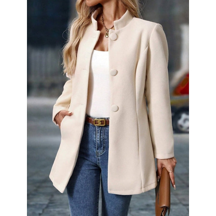 Brélinde | Femme Manteau Col Montant Ajusté - Cream - Image 2
