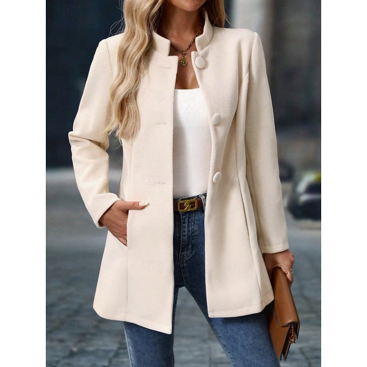 Brélinde | Femme Manteau Col Montant Ajusté - Cream - Image 5