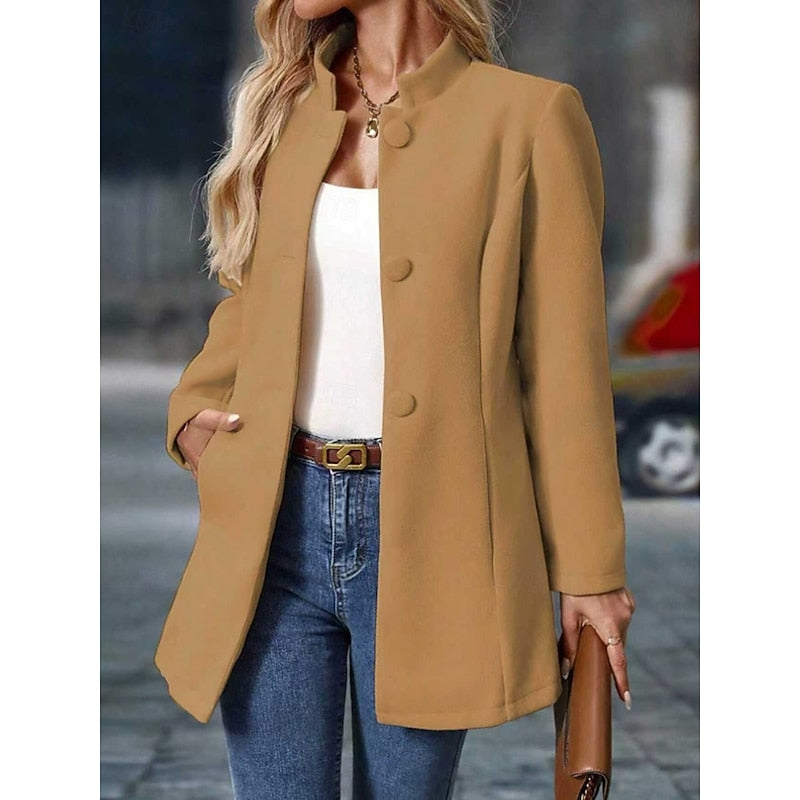 Brélinde | Femme Manteau Col Montant Ajusté - Cream - Image 8