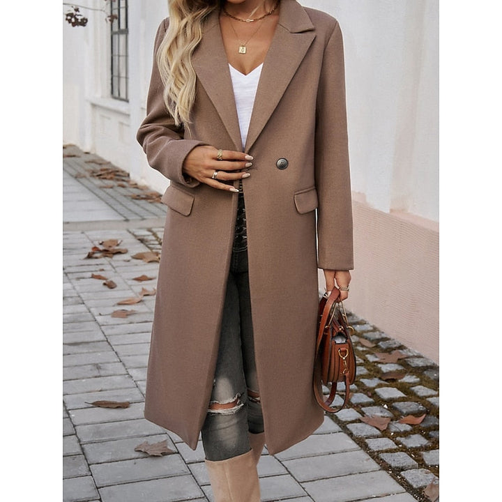 Brélise | Femme Manteau Long Col Tailleur - Grey - Image 8