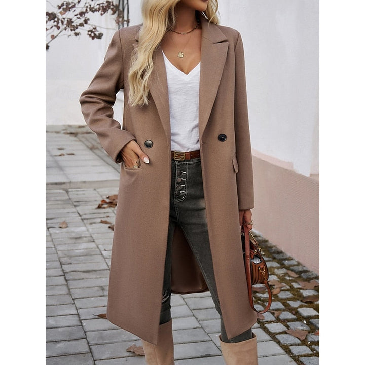 Brélise | Femme Manteau Long Col Tailleur - Grey - Image 9