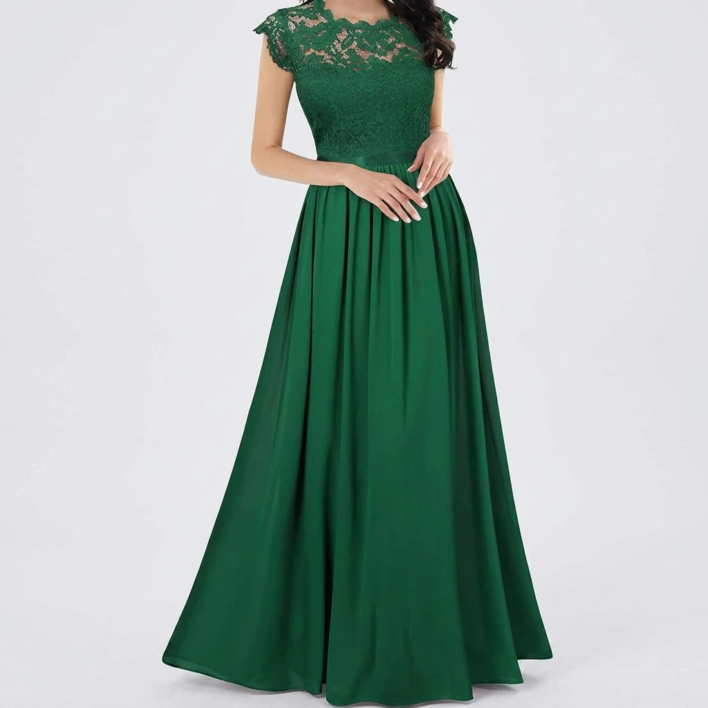 Bréloise | Femme Robe de Soirée Longue Dentelle - Green - Image 2