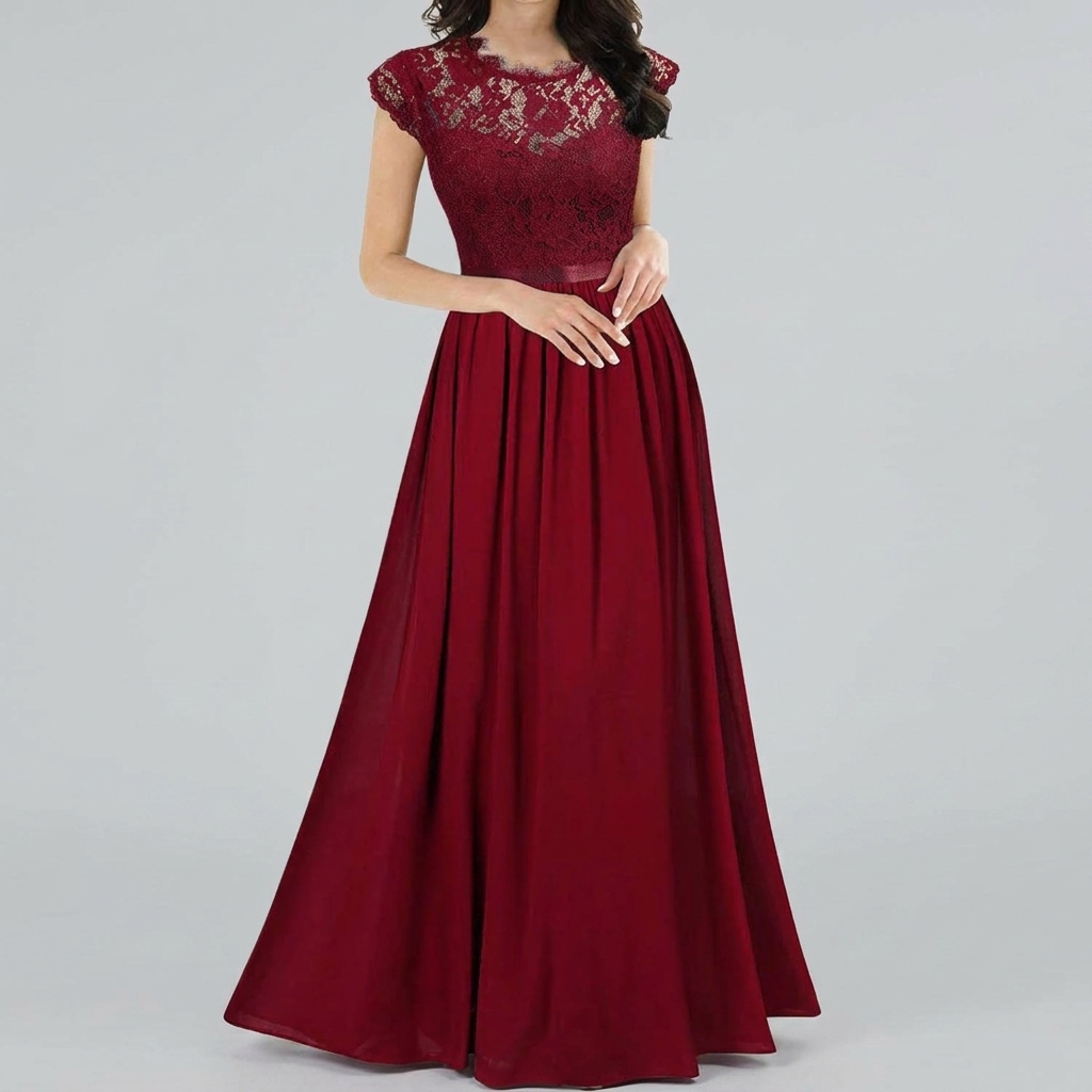 Bréloise | Femme Robe de Soirée Longue Dentelle - Green - Image 5