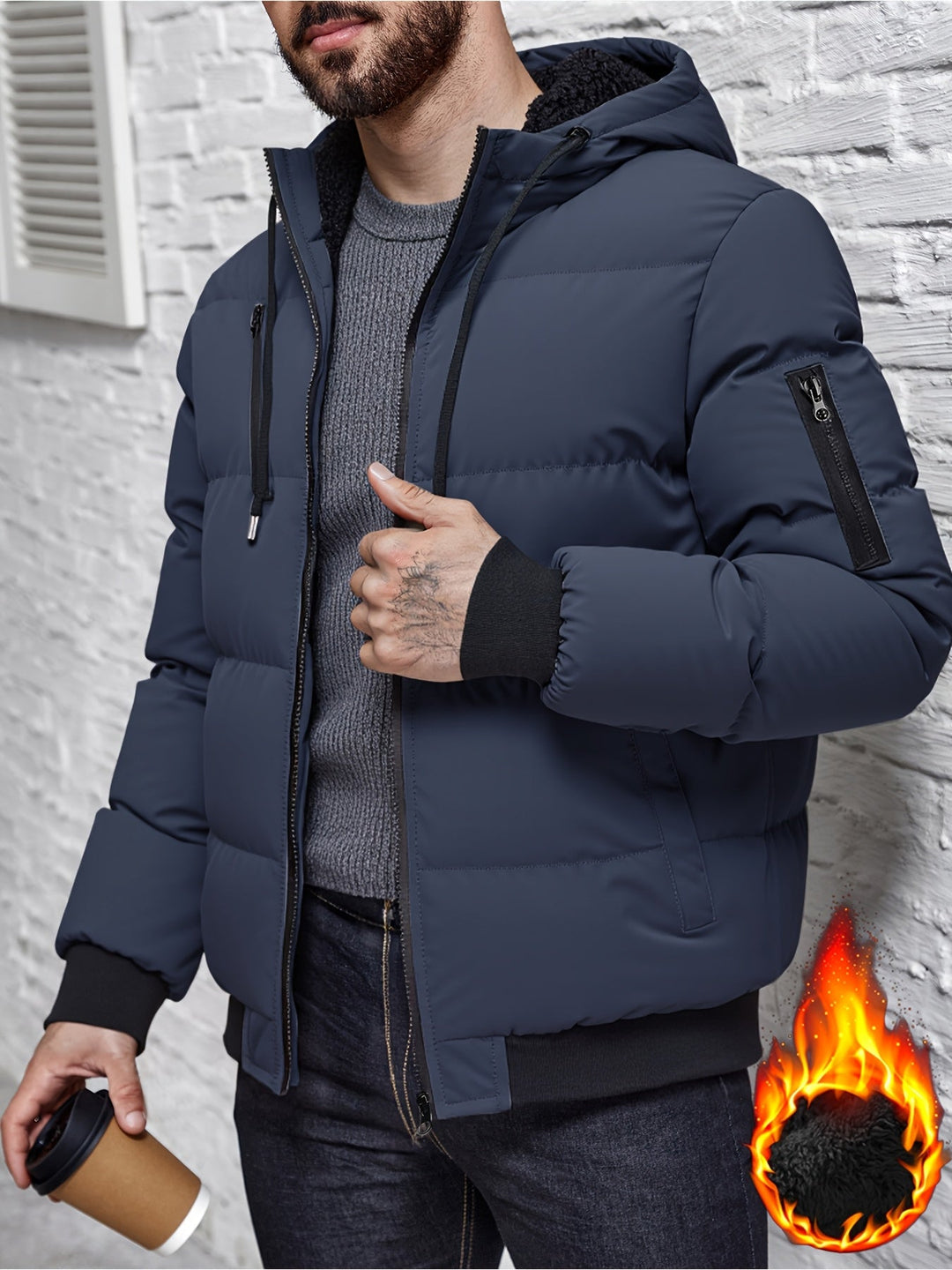 Brémont | Homme Doudoune à Capuche Zippée Hiver - Black - Image 11