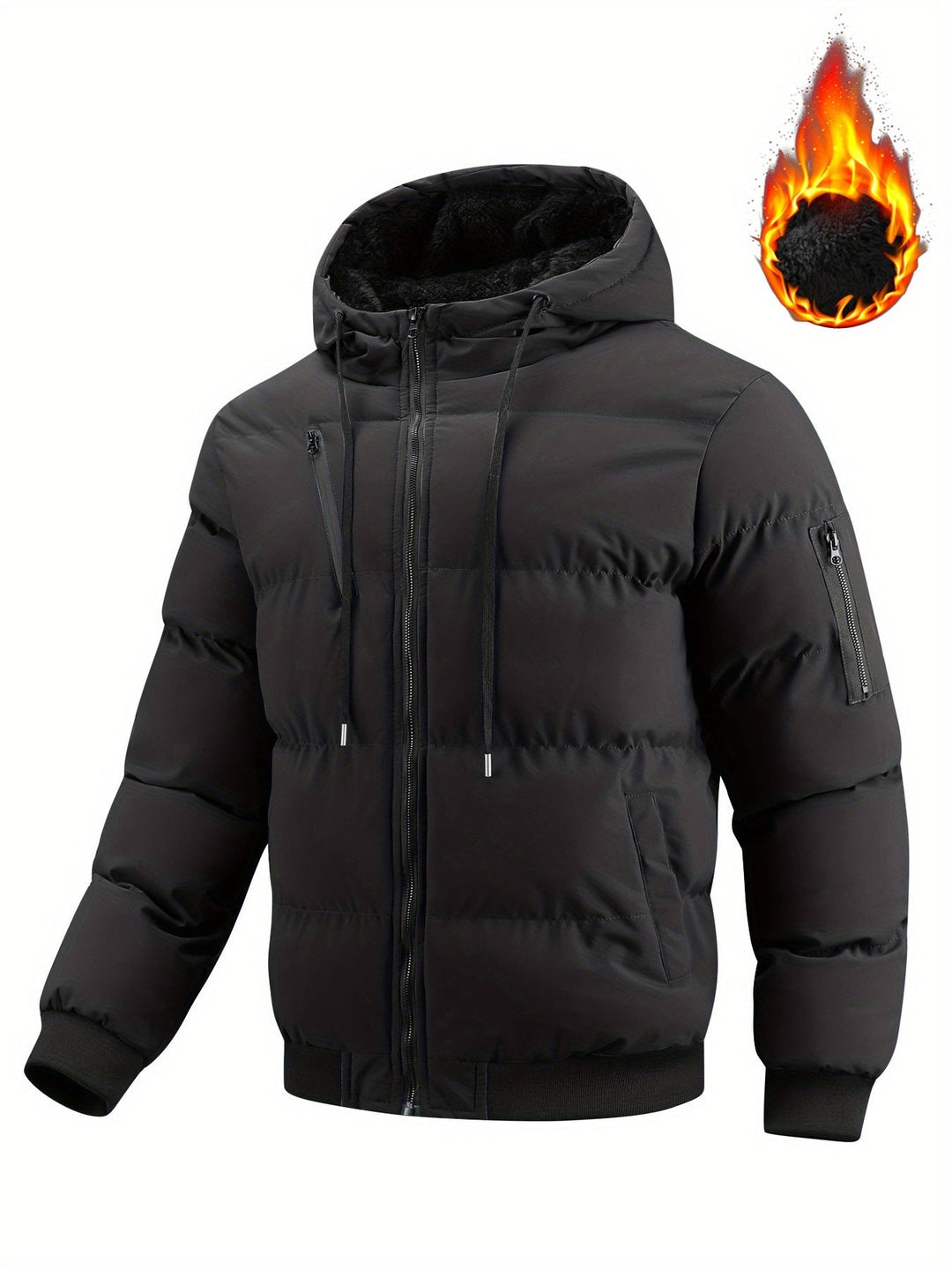 Brémont | Homme Doudoune à Capuche Zippée Hiver - Black - Image 5