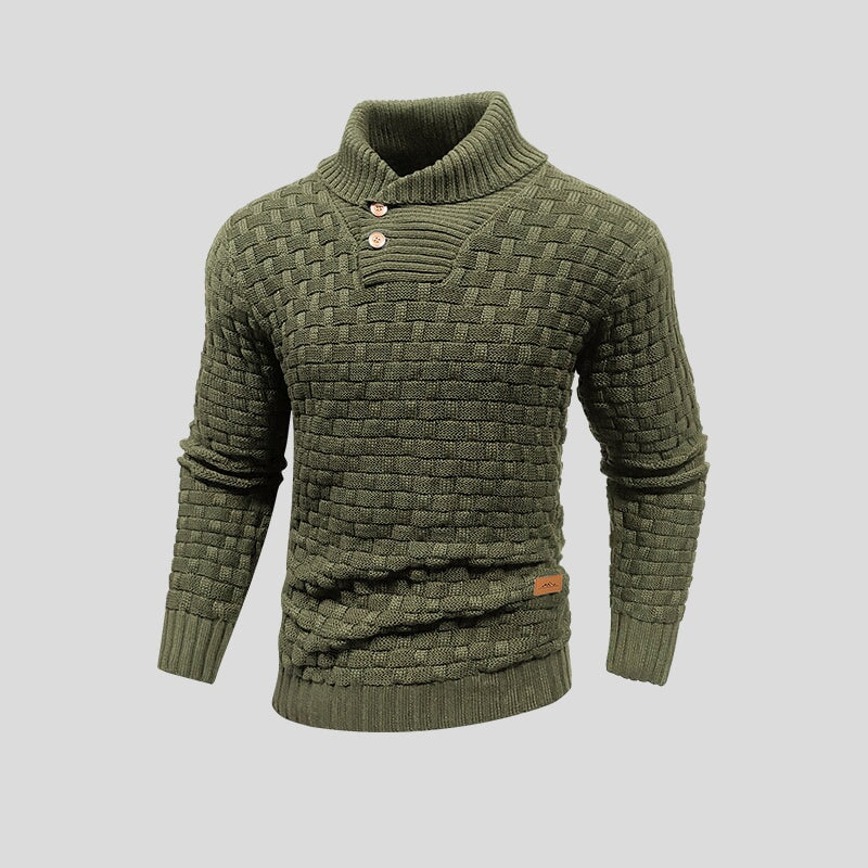 Brogan | Men's Shawl Collar Long Sleeve Knit Sweater - Dark Grey - Image 2