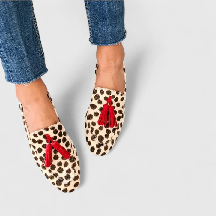 Bréoline | Mocassins Léopard Femme à Pompons - Leopard - Image 1