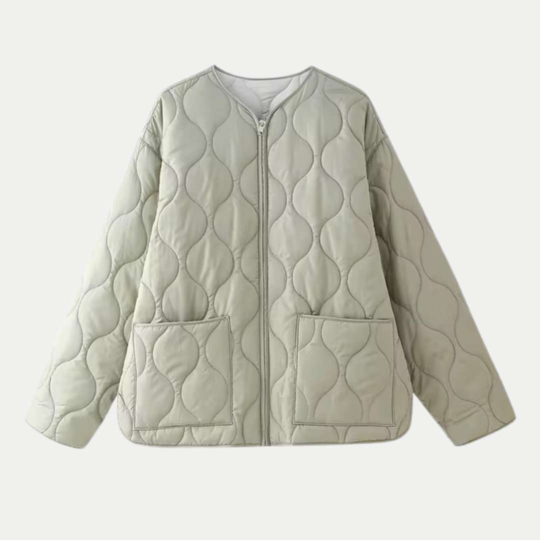Bréoline | Veste Matelassée Femme Col Rond Zippée - Sage - Image 1