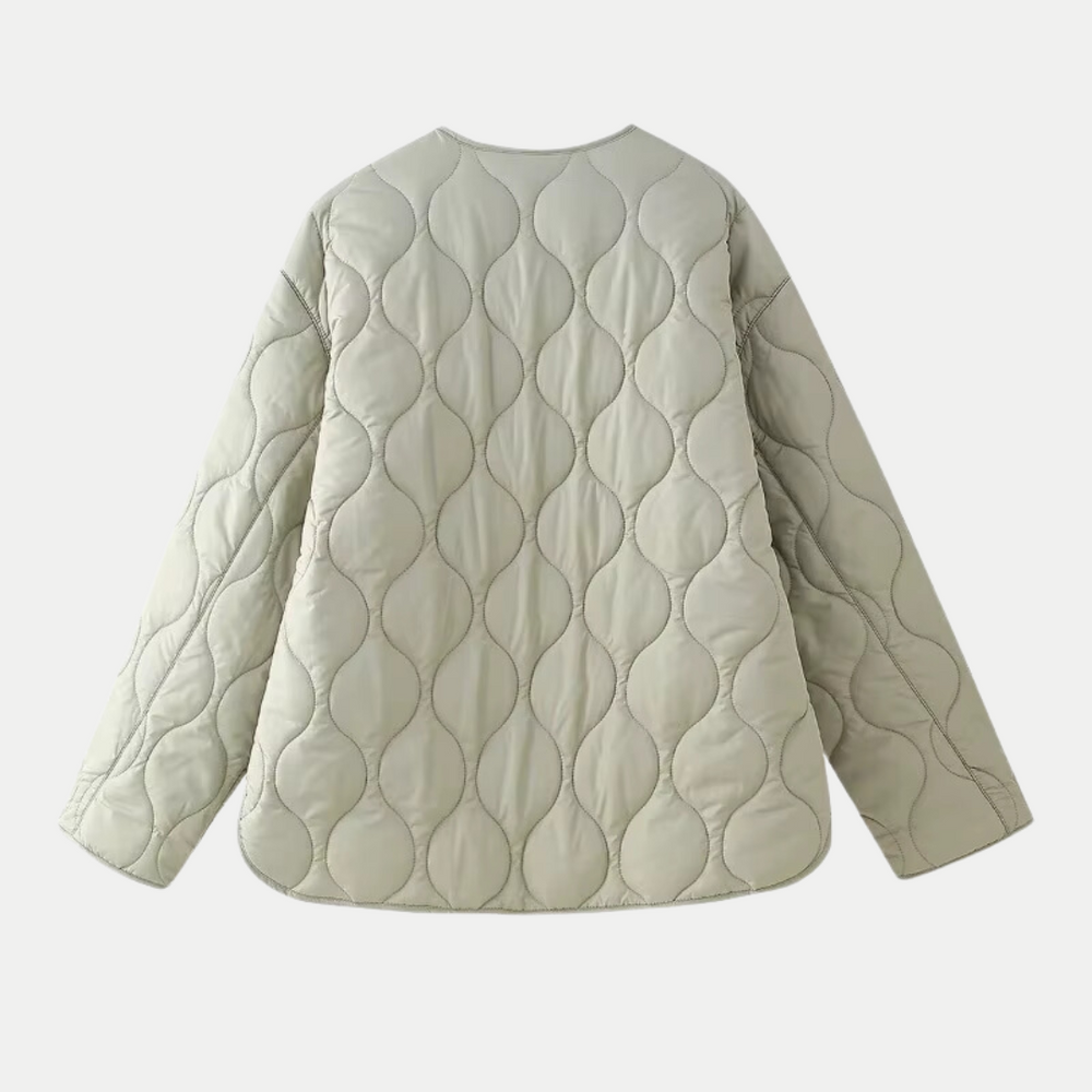Bréoline | Veste Matelassée Femme Col Rond Zippée - Sage - Image 2