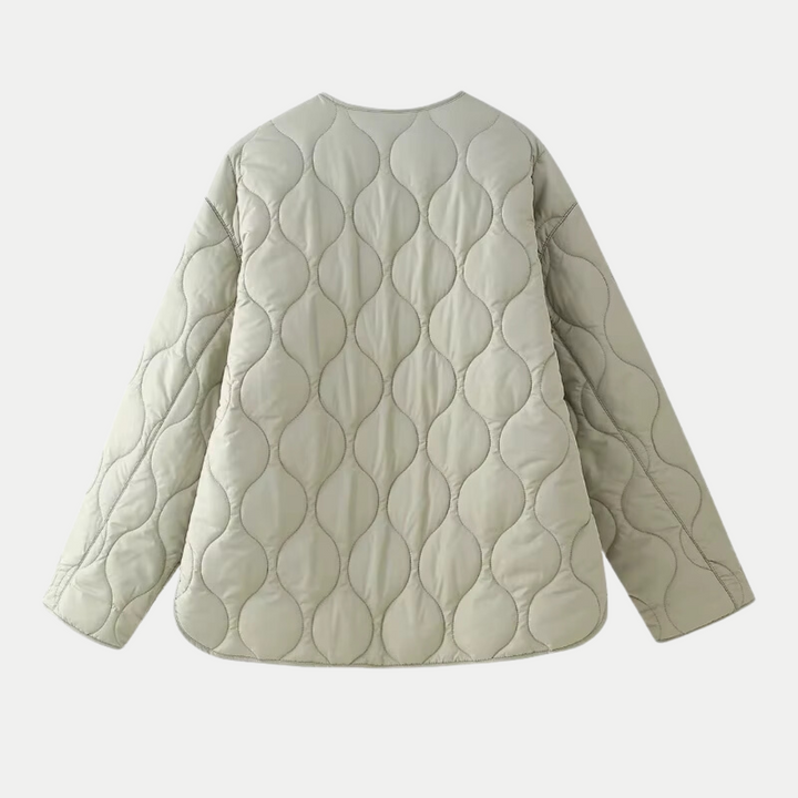 Bréoline | Veste Matelassée Femme Col Rond Zippée - Sage - Image 2