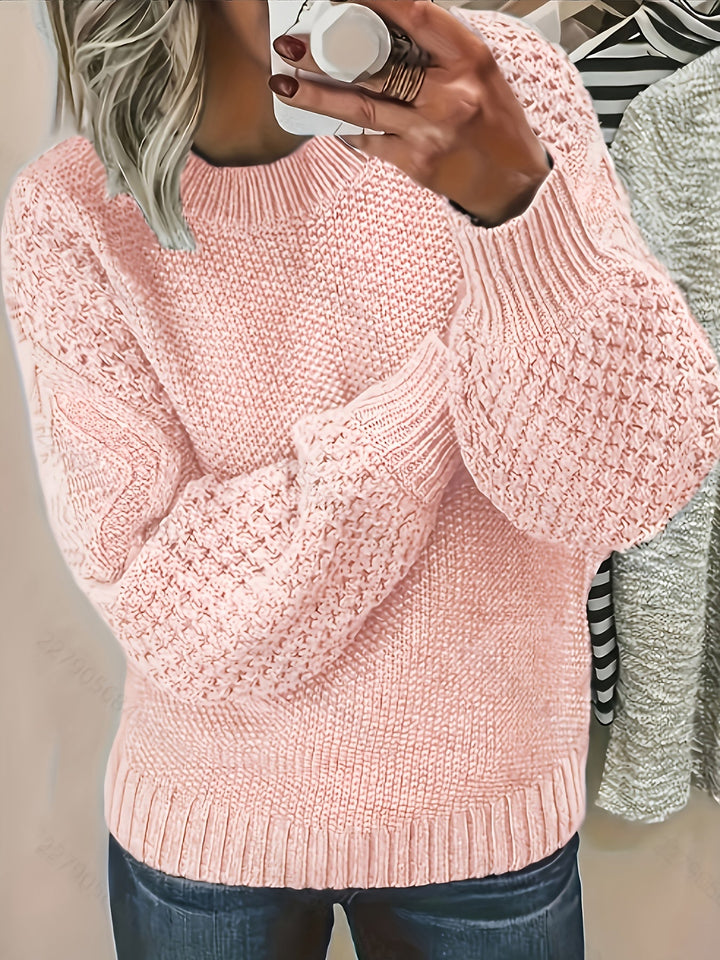 Bréovane | Pull Femme Torsadé Manches Lanternes - Light Pink - Image 2