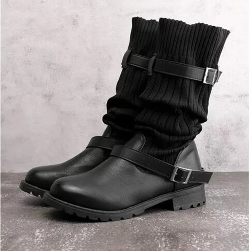Brévane | Bottes Femme Mi-Mollet Tricot Chaussette - Image 2