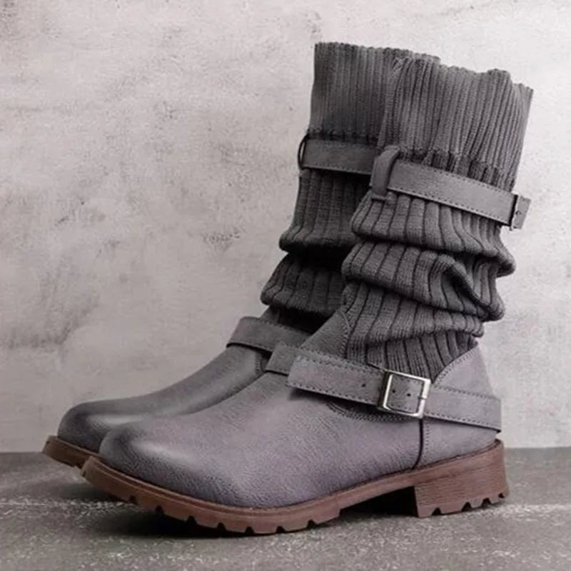 Brévane | Bottes Femme Mi-Mollet Tricot Chaussette - Image 3