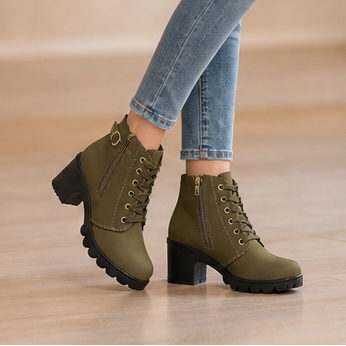 Brévane | Femme Bottines à Talons Bloc Lacets - Black - Image 13