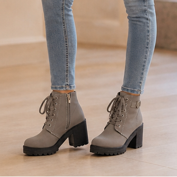 Brévane | Femme Bottines à Talons Bloc Lacets - Black - Image 15