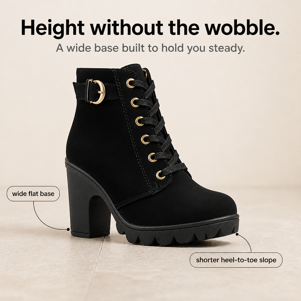 Brévane | Femme Bottines à Talons Bloc Lacets - Black - Image 6