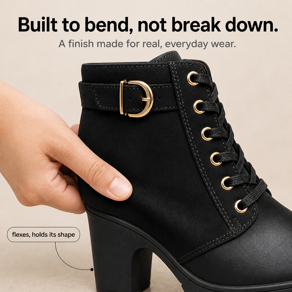 Brévane | Femme Bottines à Talons Bloc Lacets - Black - Image 7