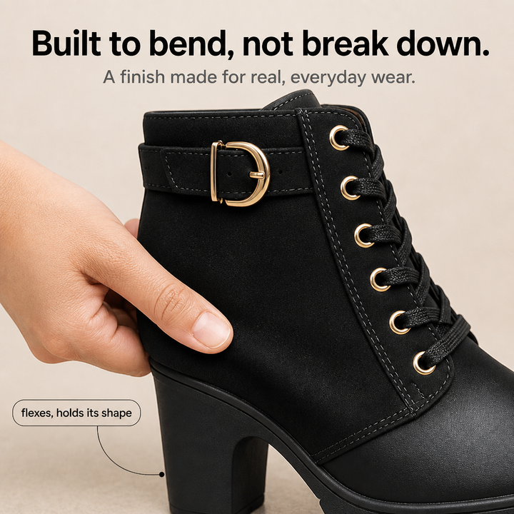 Brévane | Femme Bottines à Talons Bloc Lacets - Black - Image 7