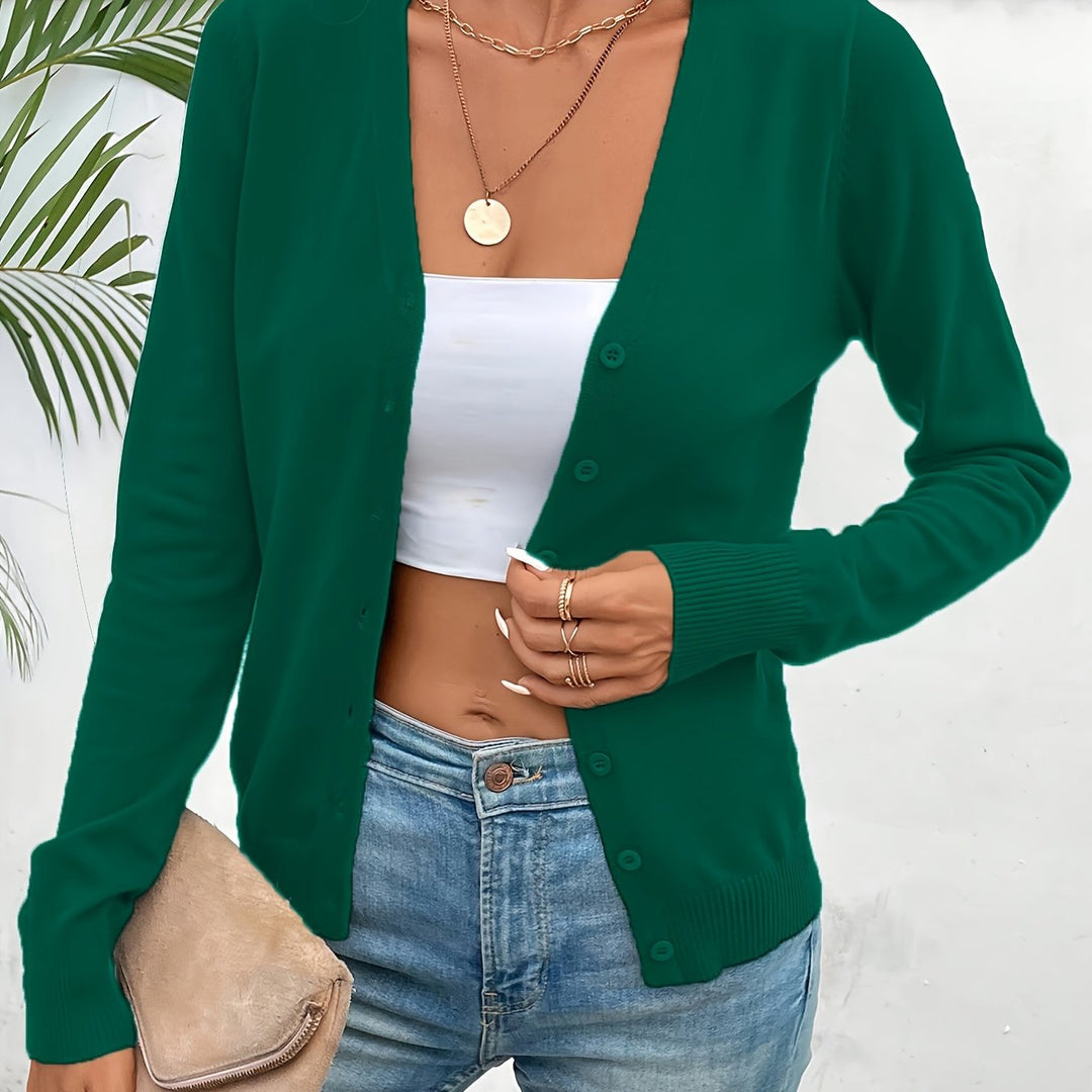 Brévane | Gilet Femme Boutonné Col V - Green - Image 20