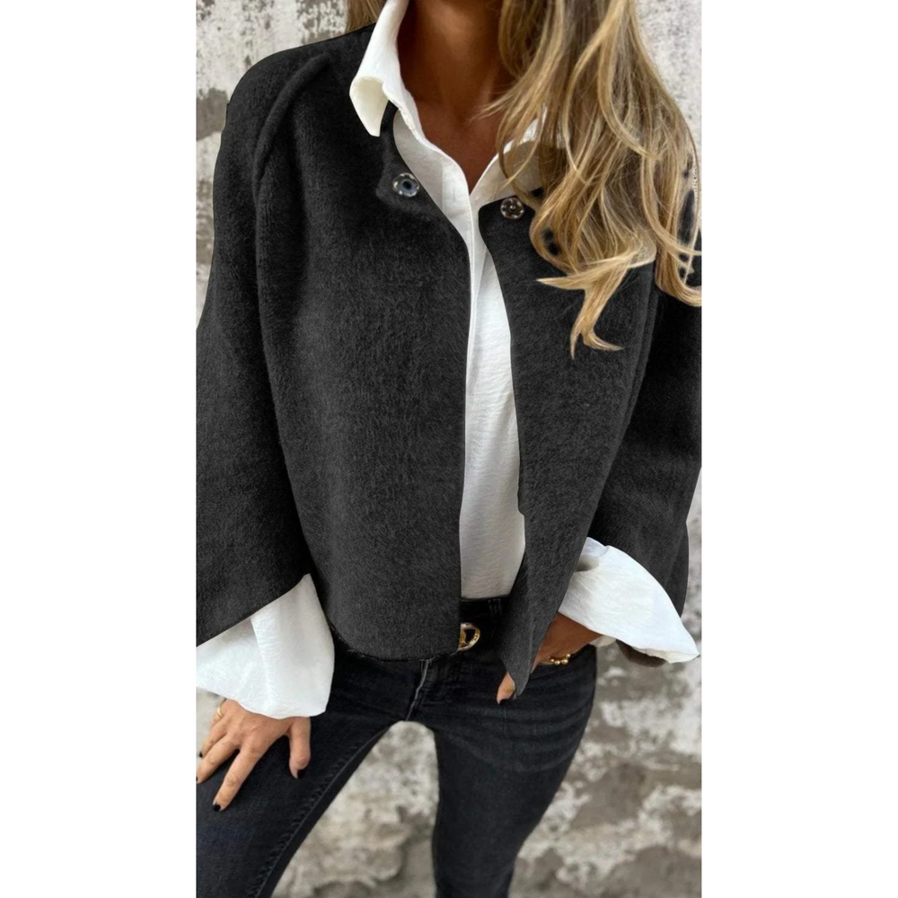 Brévane | Manteau Femme Hiver Court Boutonné - Taupe - Image 2