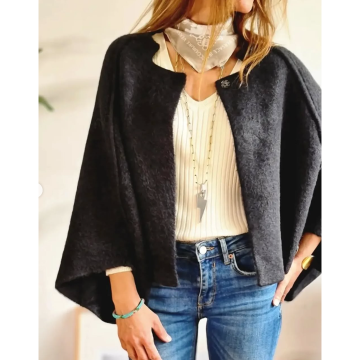 Brévane | Manteau Femme Hiver Court Boutonné - Taupe - Image 8